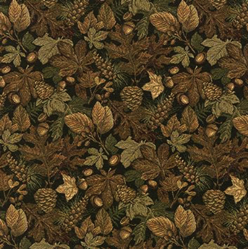 Upholstery Fabric Mountain Lodge Cabin Rustic Leaf Acorn Pinecones