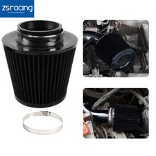 3" 76mm High Flow Inlet Cold Air Intake Cone Replacement Dry Air Filter Black