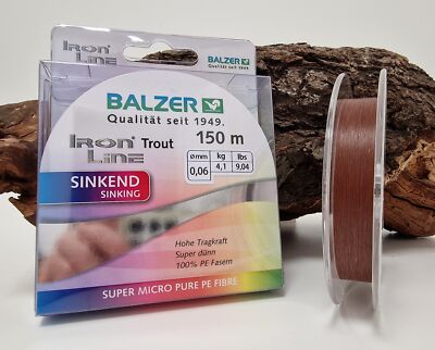 Balzer Iron Line Trout sinkend 150m 0,06mm 4,4kg PE Fasern Super dünn sinking
