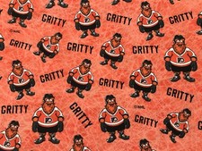 Philadelphia Flyers Gritty NHL Hockey Fabric, 100 Cotton, 18 x 21 1/2