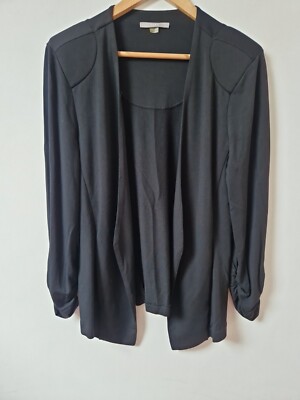TART schwarze Strickjacke mit gerafften Bündchen offener Stil Oberteil Größe M