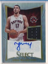 2012-2013 Panini Select Jonas Valanciunas #240 Jersey Rookie Auto RC NBA /199