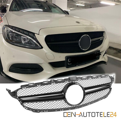 KÜHLERGRILL PASSEND FÜR MERCEDES C KLASSE W205 S205 12-18 GLÄZEND SCHWARZ