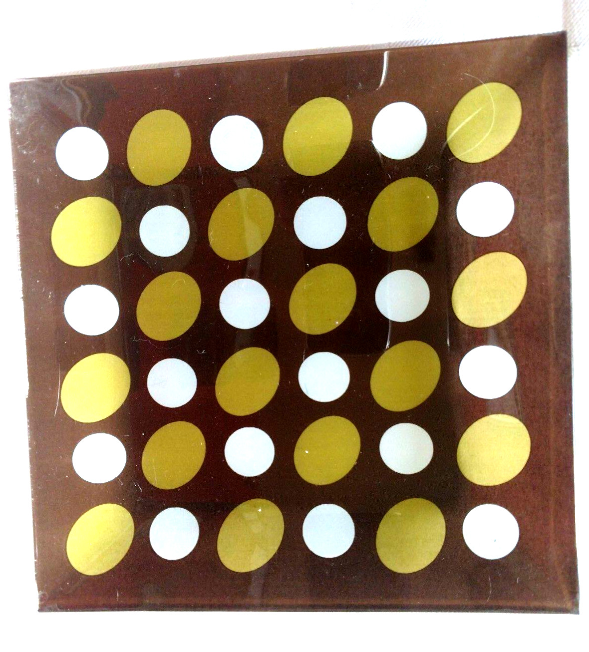 2 Ashtrays Ash Trays VTG Glass Square Polka Dot MCM 1960's 70's Mod Olive Plates