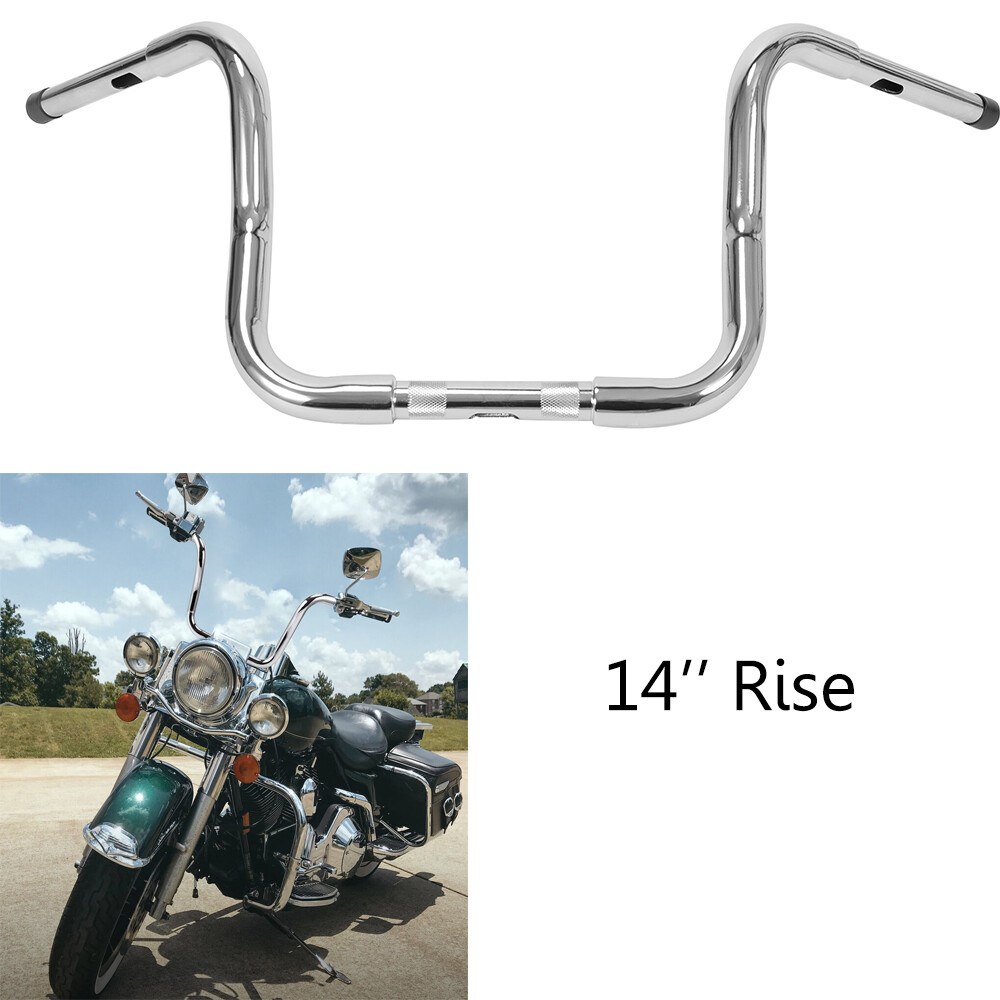 Chrome Rise 14" Meathook Ape Hanger Bar Handlebar For Touring Electra Glide 86+