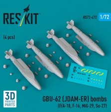 GBU-62 JDAM-ER bombs 4 pcs F/A-18, F-16, MiG-29, Su-27 1/72 Reskit RS72-0472