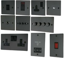 Volex Black Nickel 1G/2G Light/Cooker Switch Double Electrical/Shaver Socket
