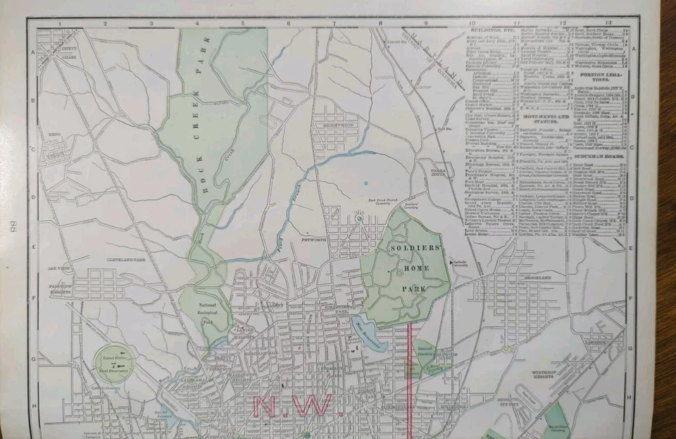 Vintage 1904 WASHINGTON DC Map 14"x22" Old Antique Original LAFAYETTE SQUARE - Image 3 of 4