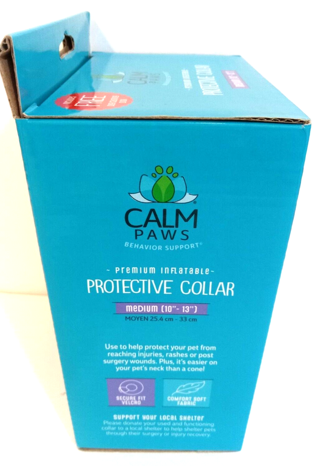 Calm Paws Pets Protective Collar Sz M Premium Inflatable Dog Neck Size