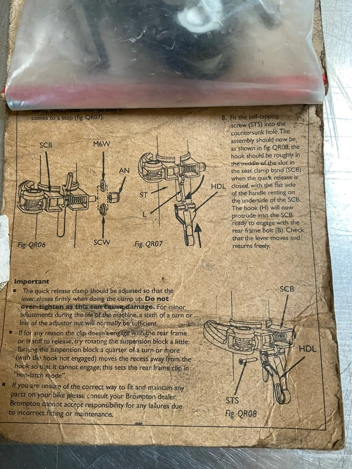 Brompton Rear Frame Clip New In Tatty Packaging With Seatpost Clamp QR - Image 2 of 3