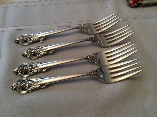 Sterling Silver 4  Salad Forks Wallace Grand Baroque