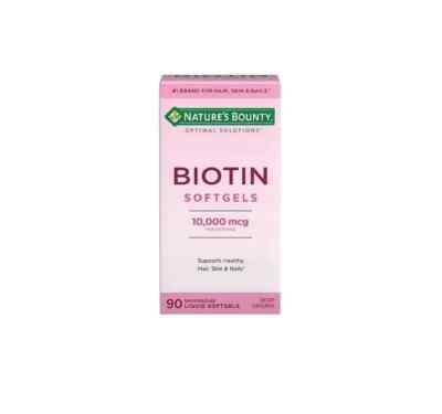 Nature's Bounty BIOTIN Softgels  Hair Skin & Nails Support 90 Ct 10,000 Mcg 3/26