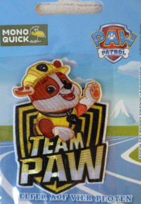 Bügelbild Paw Patrol  Team Rocky RUBBLE Applikation Aufnäher ca. 7x5cm Kinder