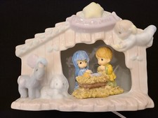 Light up Nativity Scene I Believe in Jesus Precious Moments Works Mary Joseph