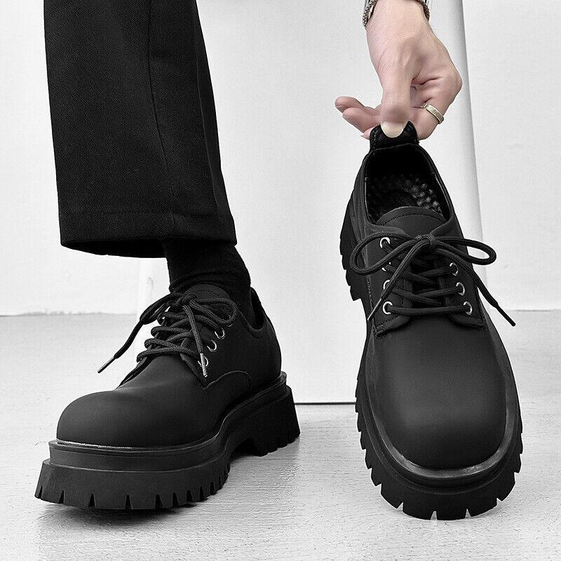Men's Black Punk Thick Sole Derby Shoes Casaul Gothic Oxfords