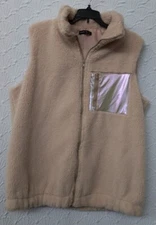 Womens Fuzzy Sleeveless Vest Shein XL Beige Good Condition 