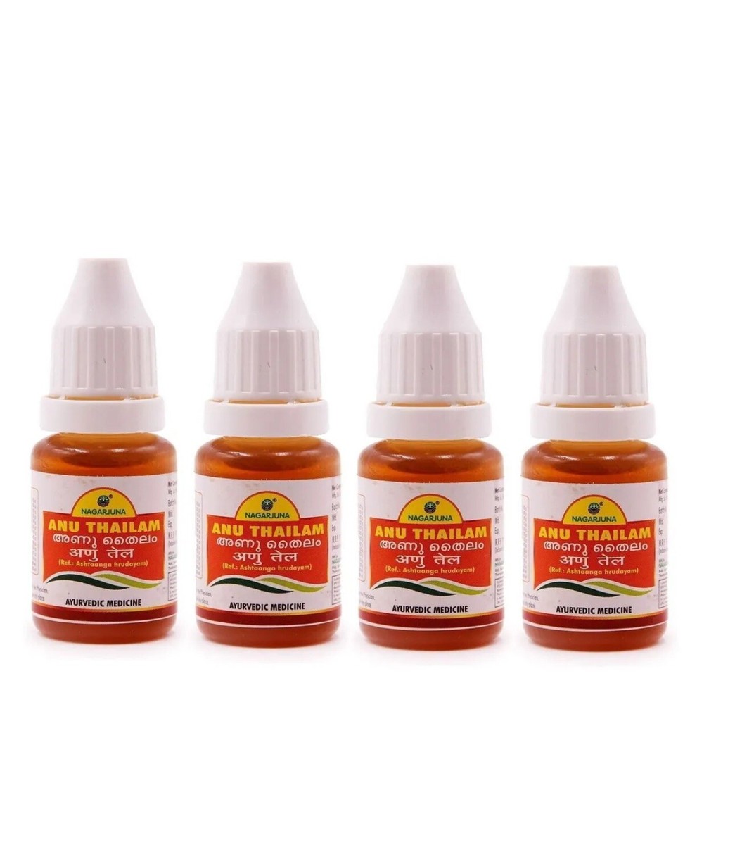 Huile Ayurvédique Nagarjuna Anu Thailam - Pack De 4 Flacons De 10 Ml