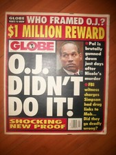O.J. Didn't Do It! Globe Tabloid Newspaper July 19 1994 $1 Million Dollar Reward