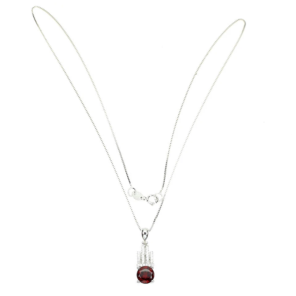 925 Argento Sterling Rotondo Mozambico 7mm Finto Zirconia Cubica Collana 1 - Immagine 3 di 4