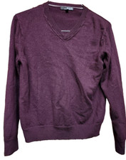 Murano Plum Pullover Sweater Extra Fine Italian Merino Wool Large SUPER SOFT