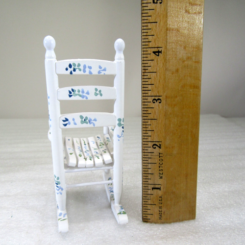 Dollhouse Miniature 1:12 vtg hand painted BEDROOM 6 pc wood FABULOUS SET blues - Picture 4 of 23