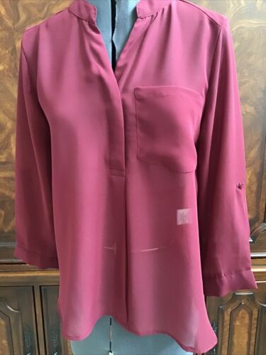 LIVE 4 TRUTH Burgundy Chiffon Blouse Women's Shirt Women's Blouse Size M