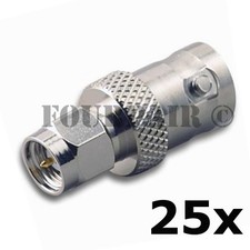 25 Pack SMA Male Plug to BNC Female RF Coax Antenna Adapter Converter Connector