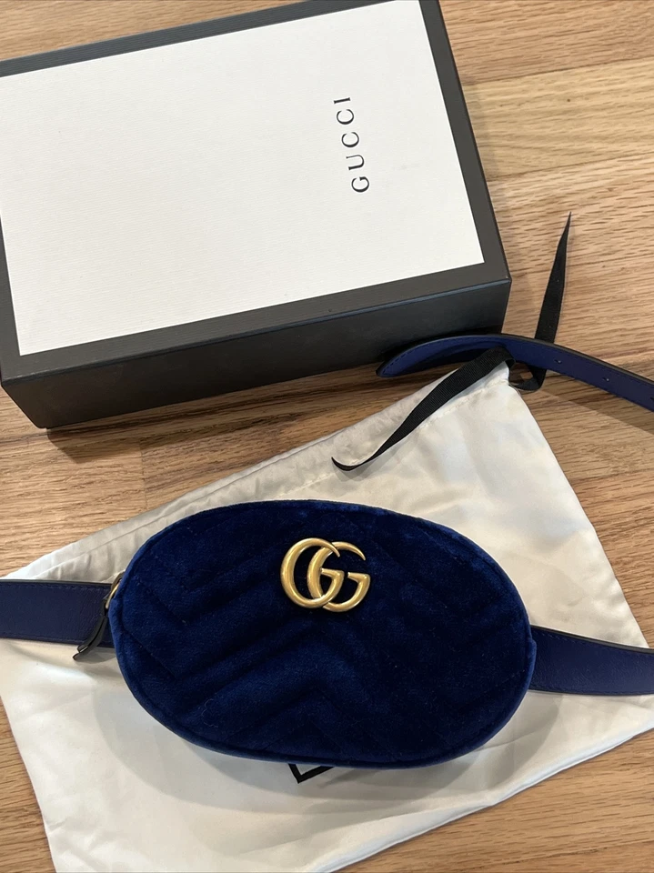 NUEVO CON ETIQUETAS Gucci Marmont 2.0 Bolso Cinturón Riñonera Cintura Talla 85 cm Azul Cobalto Bandolera Foto 2 de 4