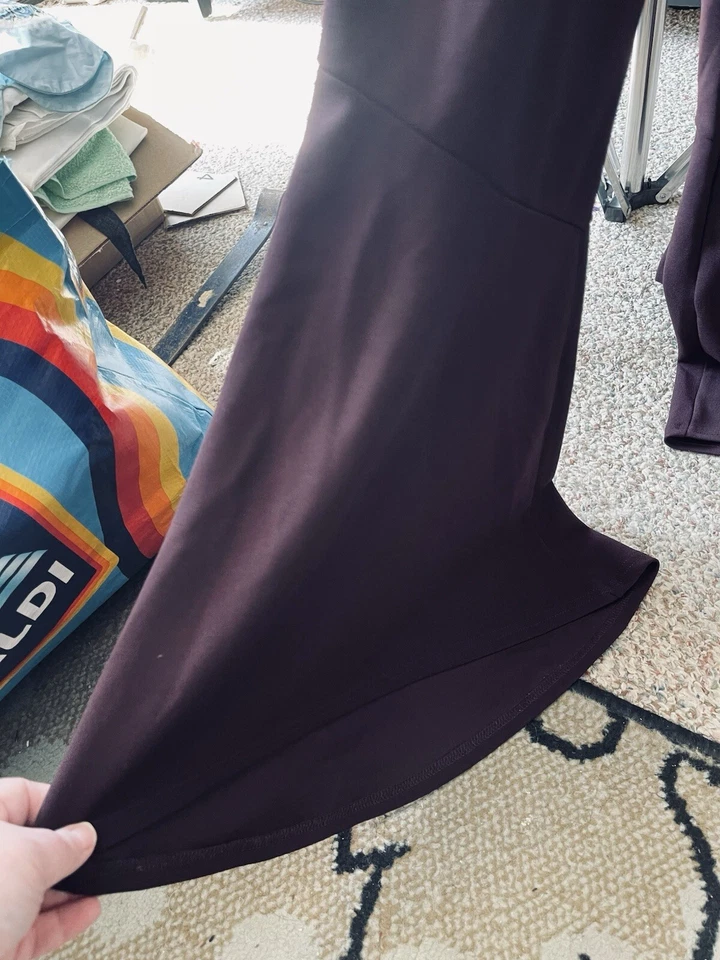 Mono Neiman Marcus Ciruela Talla 12 Pierna Acampanada Campana Parte Inferior Gorra Manga Cinturón Corbata Foto 4 de 4