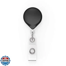 KEY-BAK MINI-BAK Retractable Badge Holder with Swivel Bulldog Clip, Black, 36