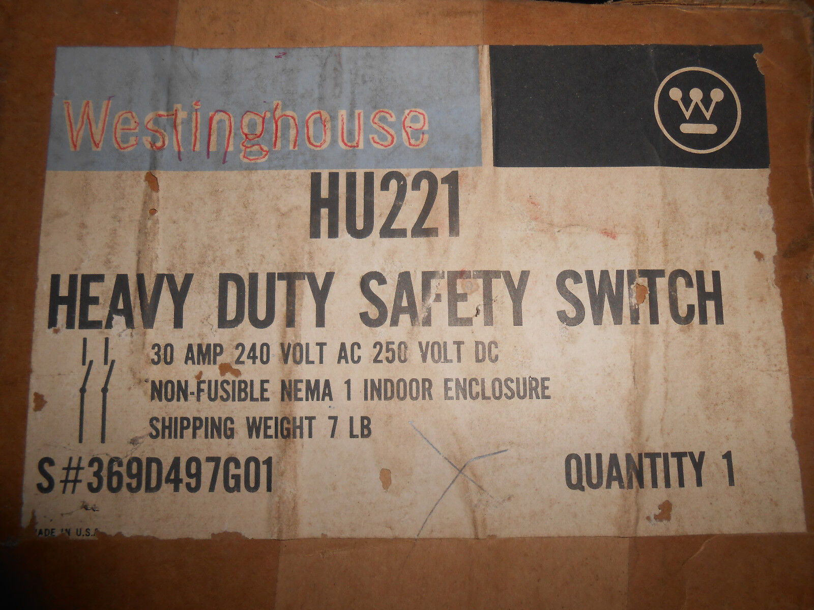 Classic Sale WESTINGHOUSE HU221 SAFETY SWITCH 30 AMP DISCONNECT 240 VOLT