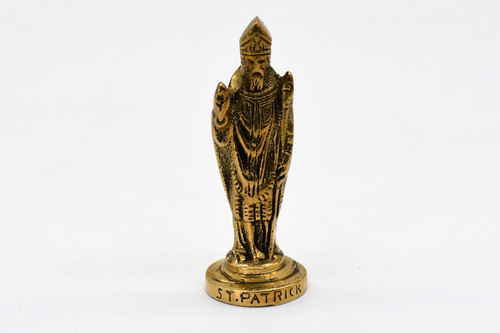 Brass Statue / Figure Irish Made St. Patrick Statue Figurine - 3" Ireland