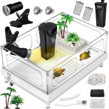 MoonOrange Small Acrylic Turtle Tank Kit - Light, Filter, Decor - Reptile Starte