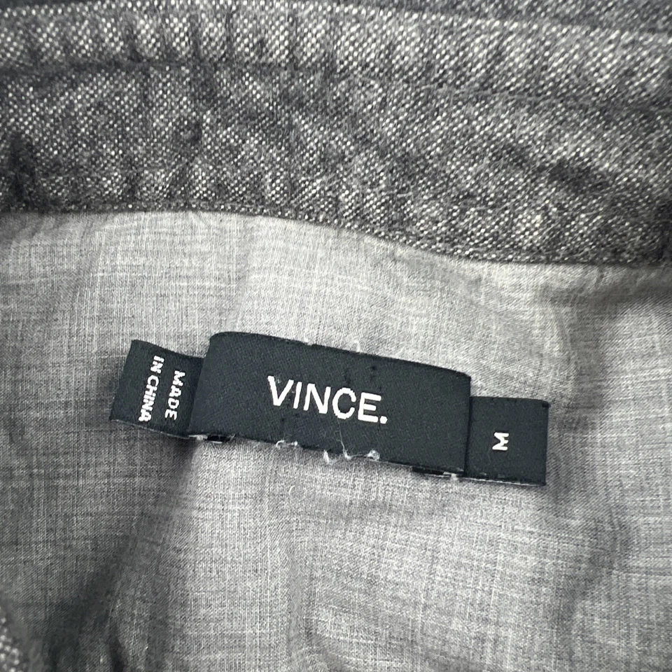 Vince Shirt Mens Medium Gray Lightweight Long Sleeve Button Up Designer Preppy - Image 3 of 4