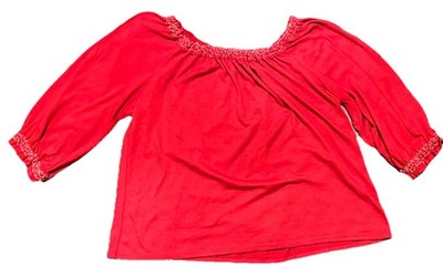 Max Studio Blouse Size Large Feathering Red Ruffled Neck Details
