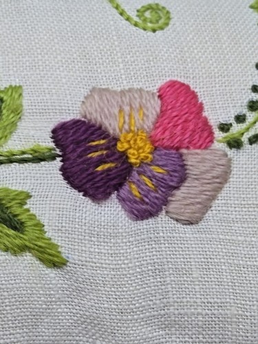 Handmade Crewel Embroidery Needlepoint Pillow Butterfly Flowers Cottage 12x12 - Picture 7 of 17