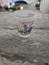 New York City "Famous Landmarks" Frosted Shot Glass - VTG