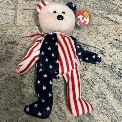 USA America Flag Patriotic Spangle Teddy Ty Beanie Baby