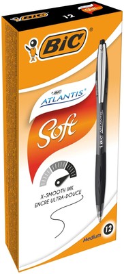 BIC Atlantis Classic Retractable Ball Pens - Box of 12- Black Colour- Medium Poi