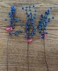 Lot Of 3 Blue Sparkle Winter Berries Floral Craft Picks New W/Tags — photo 2