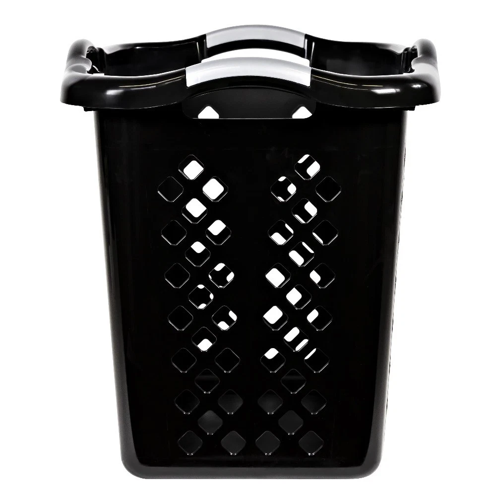 2 Bushel Lamper Plastic Laundry Basket with Silver Handles, Black, Adult - thumbnail 5