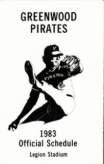 1983 Greenwood Pirates MiLB pocket schedule