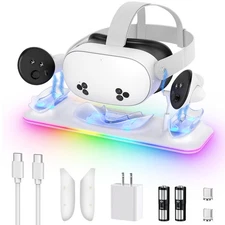 Charging Dock for Meta Quest 3S/Quest 3, PD 18W Fast Charging Station for Ocu...
