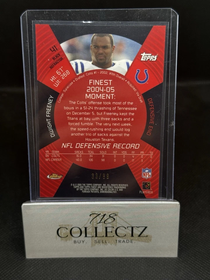 2005 Topps Finest Football Black Refractors #41 Dwight Freeney /99 Colts - NM-MT - Image 2 of 3