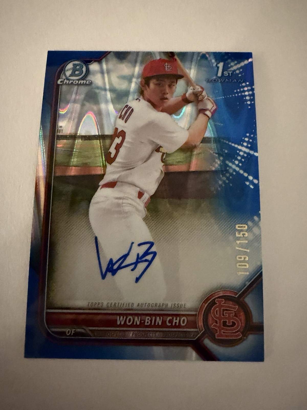 2022 Bowman Chrome Prospects Won-Bin Cho Auto 1st Bowman /150