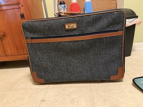 Vintage Verdi Blue Tweed Suitcase