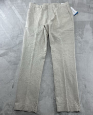 Perry Ellis Portfolio Dress Pants Men 34x32 Natural Linen Slim Fit Linen Blend