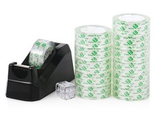 Tape Dispensers Desk, 1 Pack Black with 12Rolls Transparent Tape, 1 Inch Core...