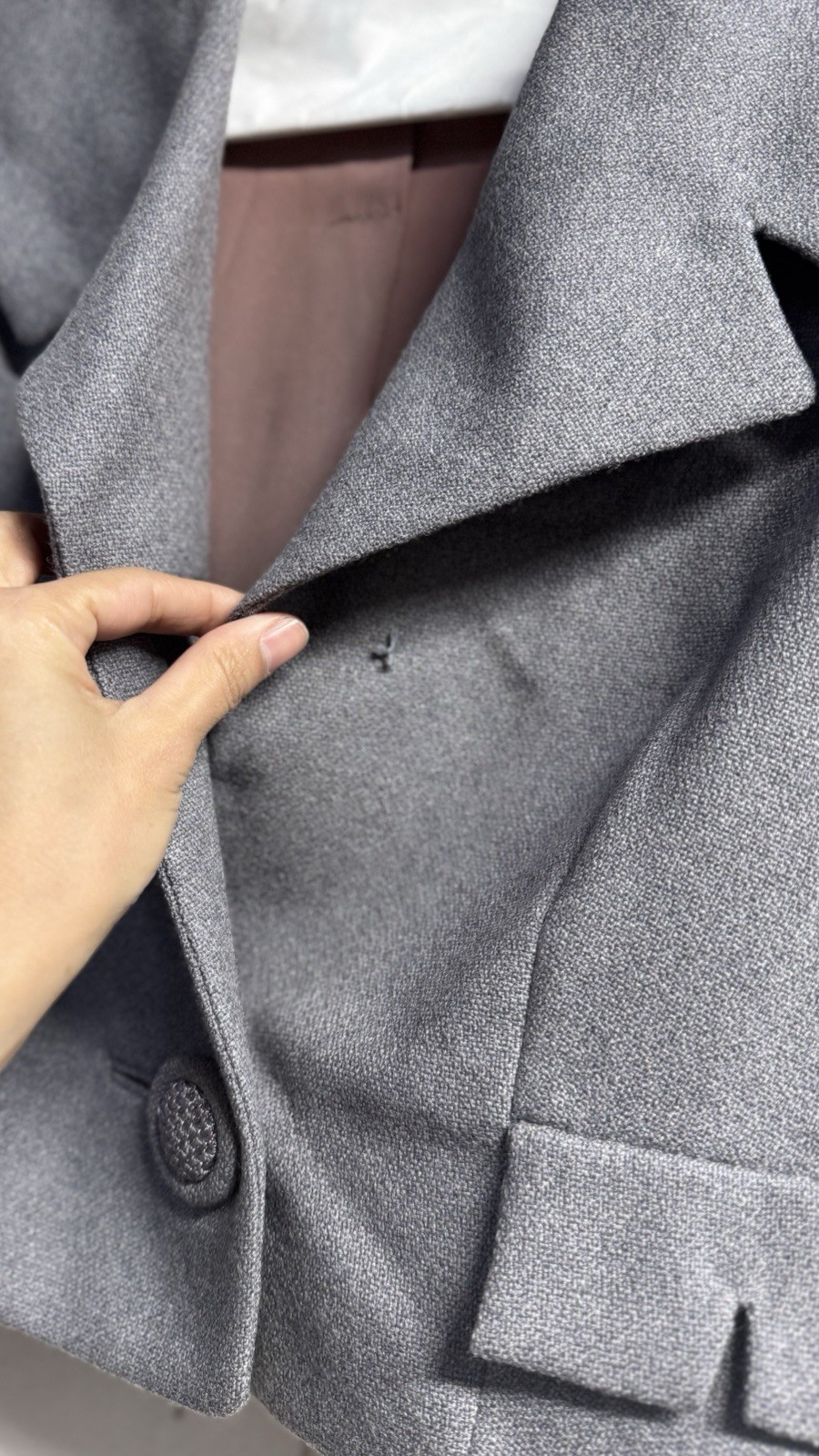 Gray Wool Blend Cropped Jacket with Button Closur… - image 2