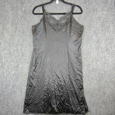 Vtg Vanity Fair Black Lace Trim Slip Dress Lingerie Nightie Chemise Sz 40